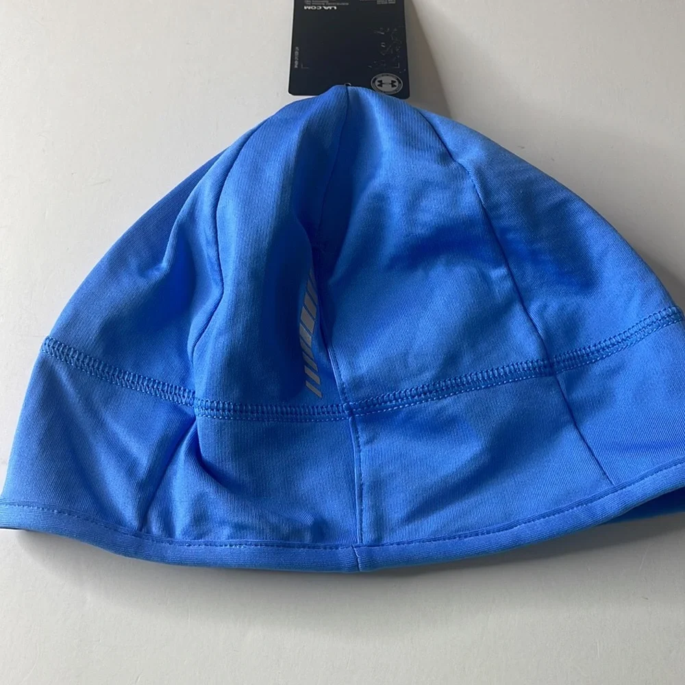 Under Armour No Breaks Coldgear Infrared Running Hat Beanie Pony Tail Blue